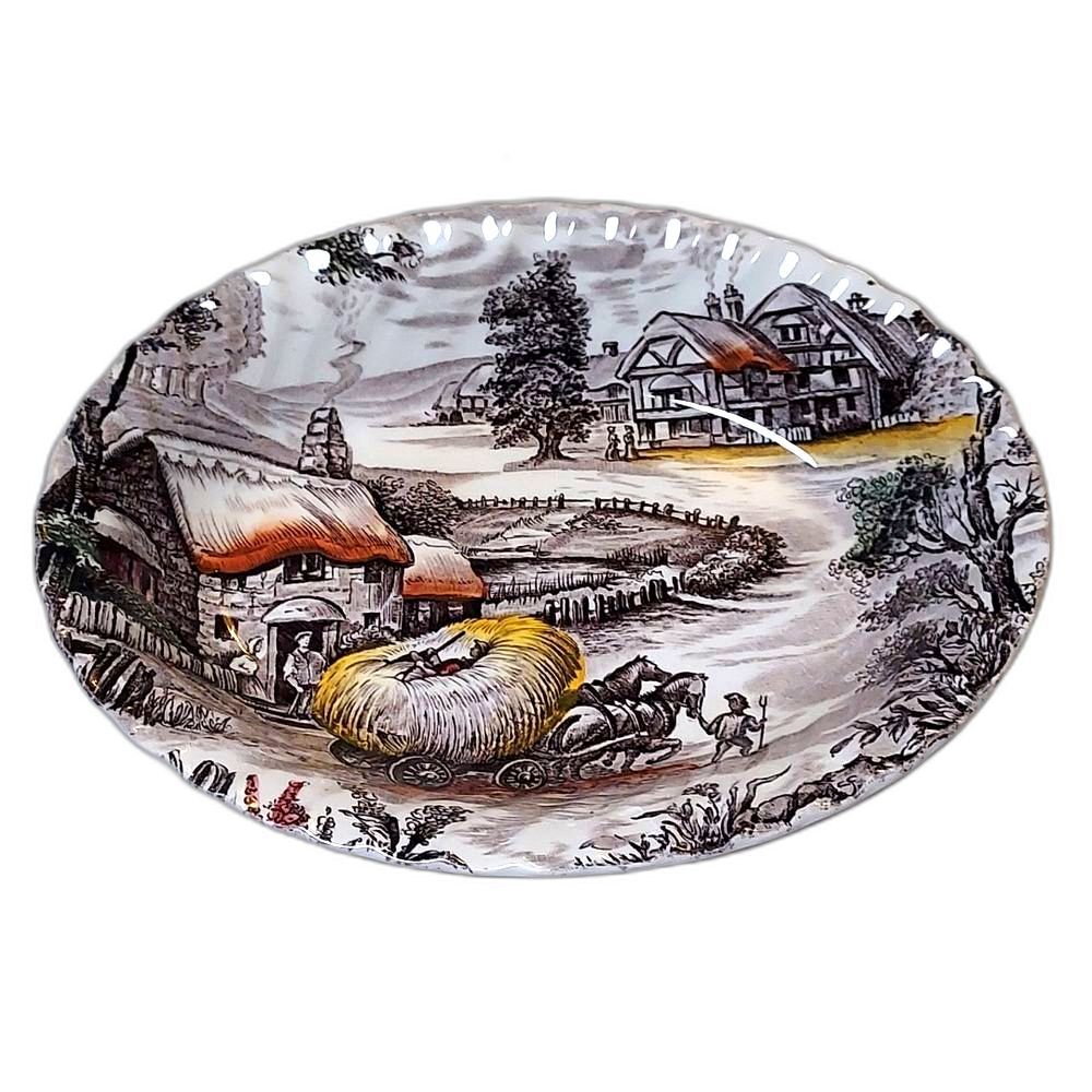 Yorkshire Ironstone Serving Bowl Oblong Staffordshire Bowl 9 Inches Vintage